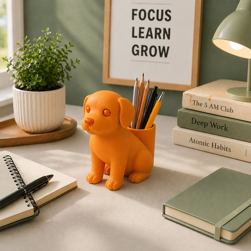 Personalized Orange Dog Pen Holder|Organizer Gift for Dog Lovers