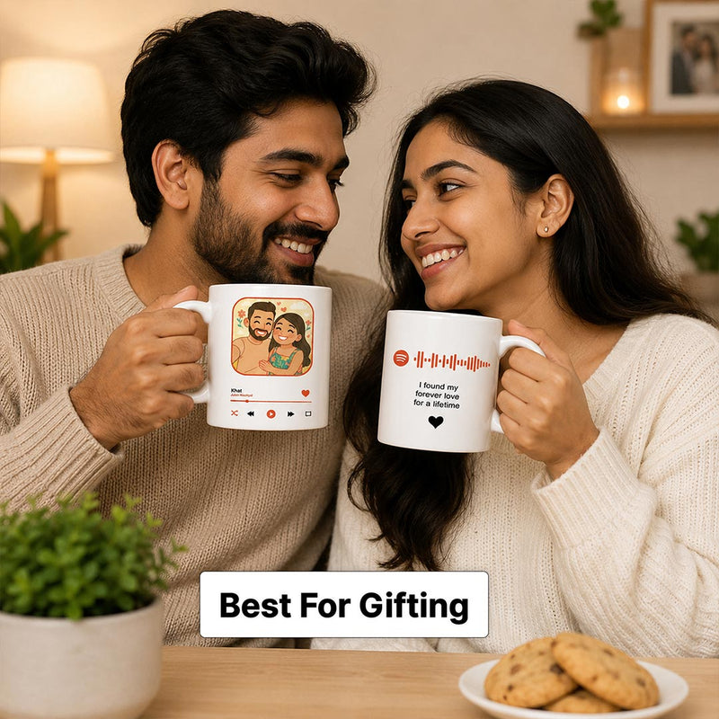 Personalized Spotify Photo Mug 325ml | Custom Song QR Code Coffee Mug with Photo & Message | Romantic Gift for Couples, Anniversary & Valentine's Day