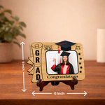 Personalized Graduation Photo Frame Wooden Table Stand (Class of 2026) – Custom Photo & Name Graduation Gift for Students, Friends & Loved Ones (6x6 Inch) | Love Craft Gifts