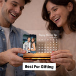 Personalized LED Acrylic Calendar Photo Frame with Warm White Light (7x5 Inch) Custom Couple Photo & Date Night Lamp Gift for Husband, Wife & Couples | Love Craft Gifts