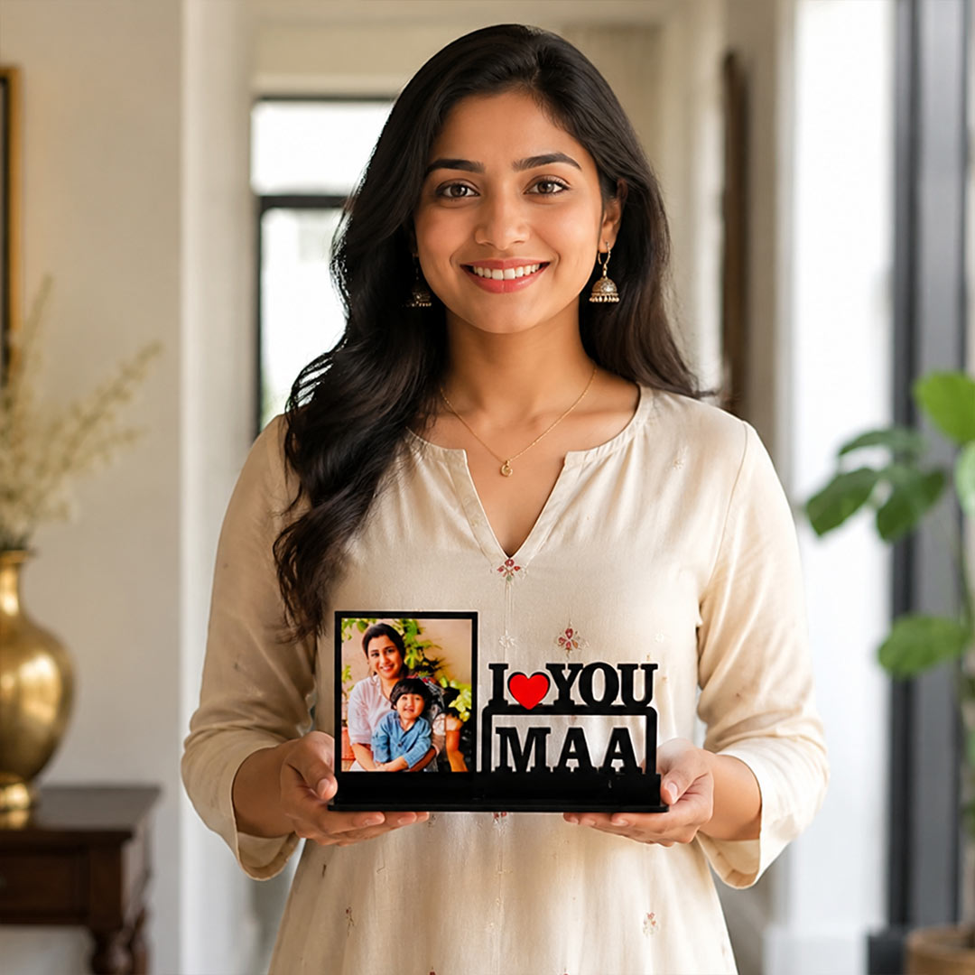 Personalized I Love You Maa Photo Table Stand 4x5" | Meaningful Gift for Mother | Love Craft Gifts™