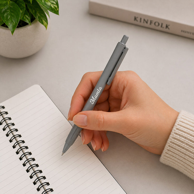 Personalized Grey Name Pen (Standard Size) – Elegant Custom Writing Gift for Professionals & Students | Love Craft Gifts™