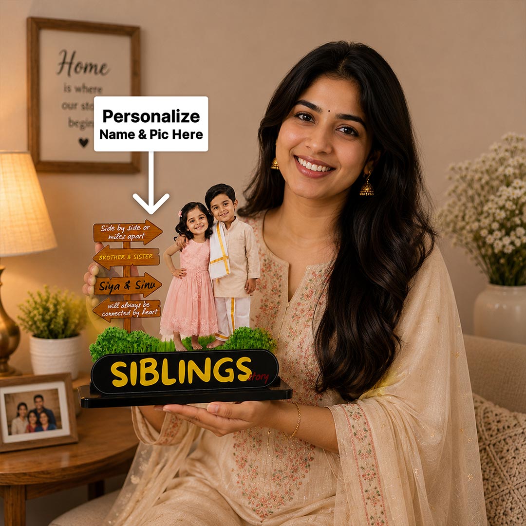 Personalized Brother & Sister Siblings Table Stand | Raksha Bandhan Gift for Brother & Sister | Love Craft Gifts™