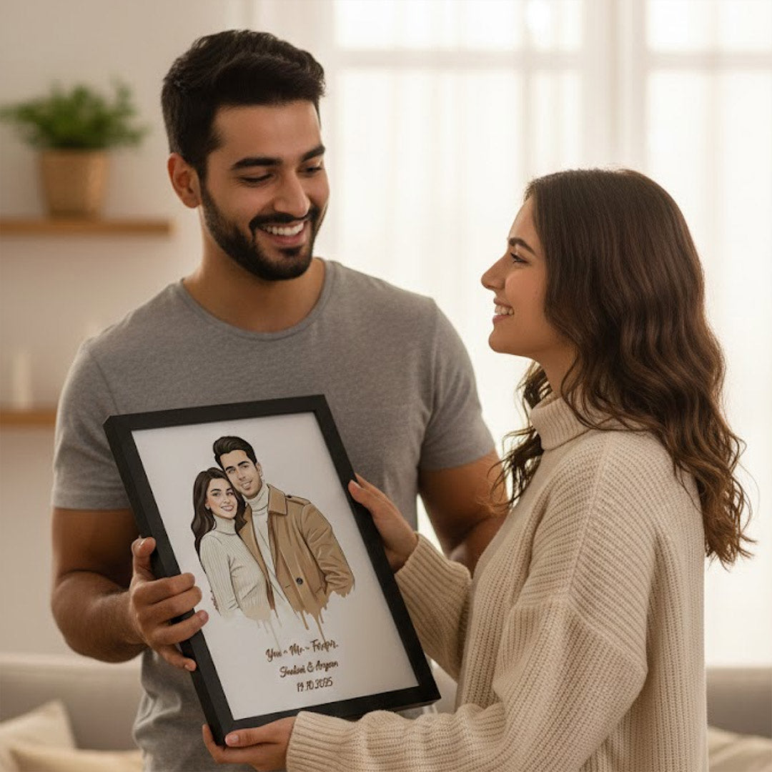 Personalized Oil Paint Style Couple Portrait Frame (8×12 Inch) | Love Craft Gifts