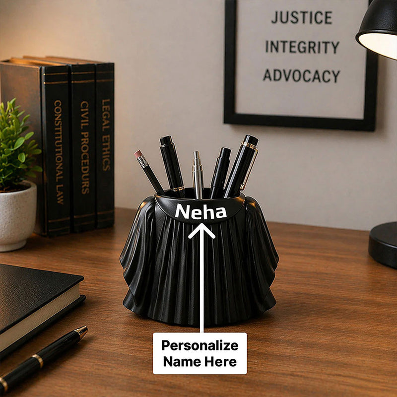 Personalized Lawyer Coat Pen Stand | Desk Organizer Gift