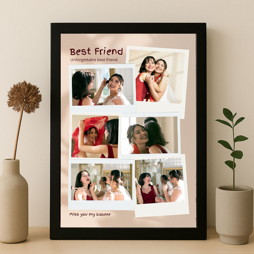 Best Friend Personalized Photo Collage Frame – Polaroid Style Memory Gift | Love Craft Gifts
