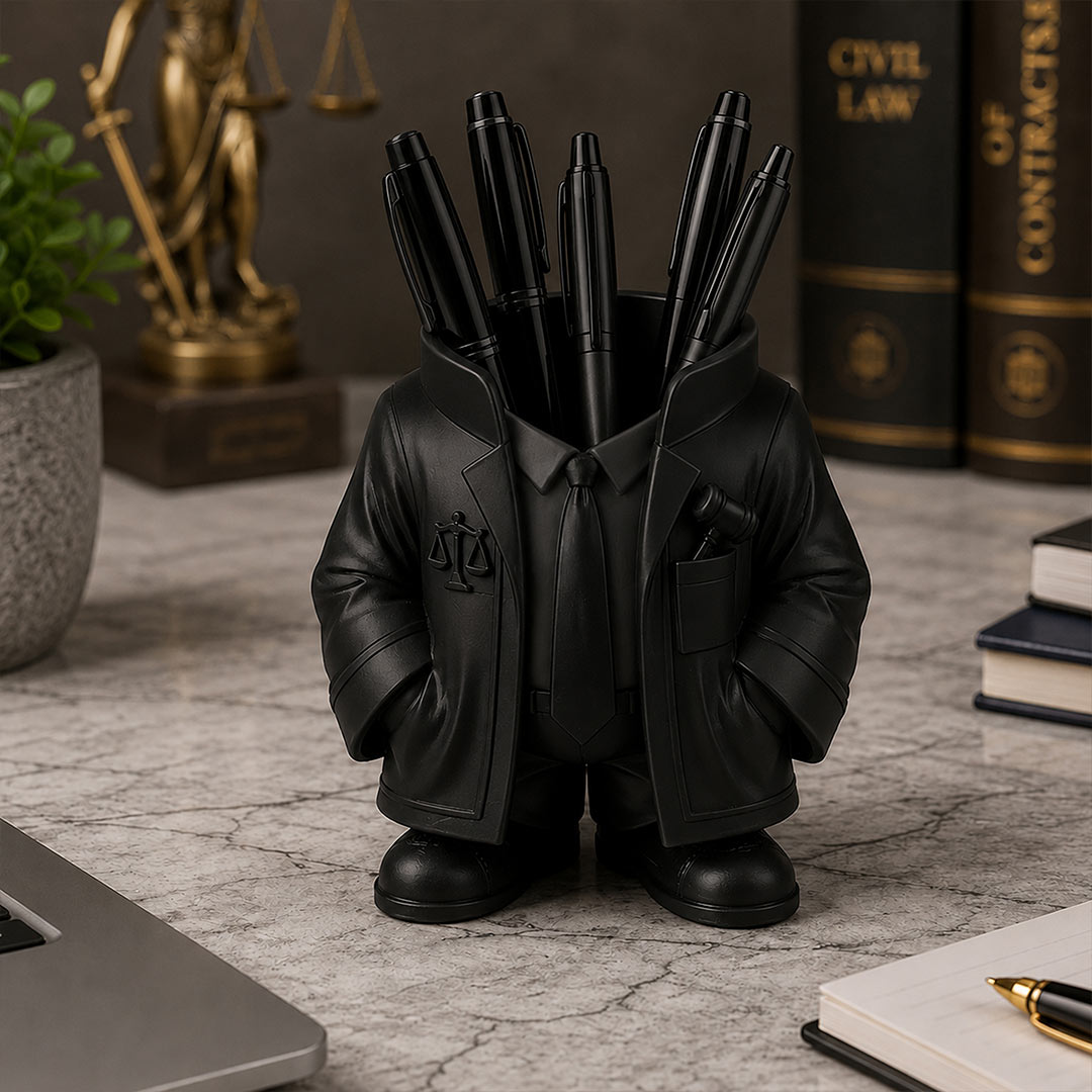 Personalized Advocate Coat Pen Stand | Unique Desk Organizer Gift for Lawyers, Judges & Legal Professionals
