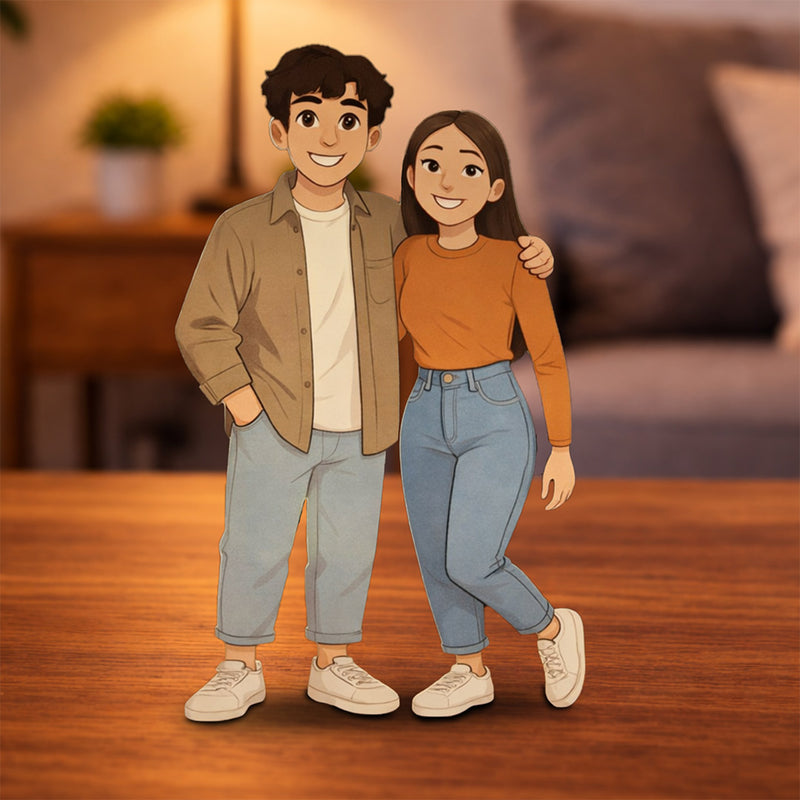 Personalized Couple Illustrated Art Table Stand – 5×9"