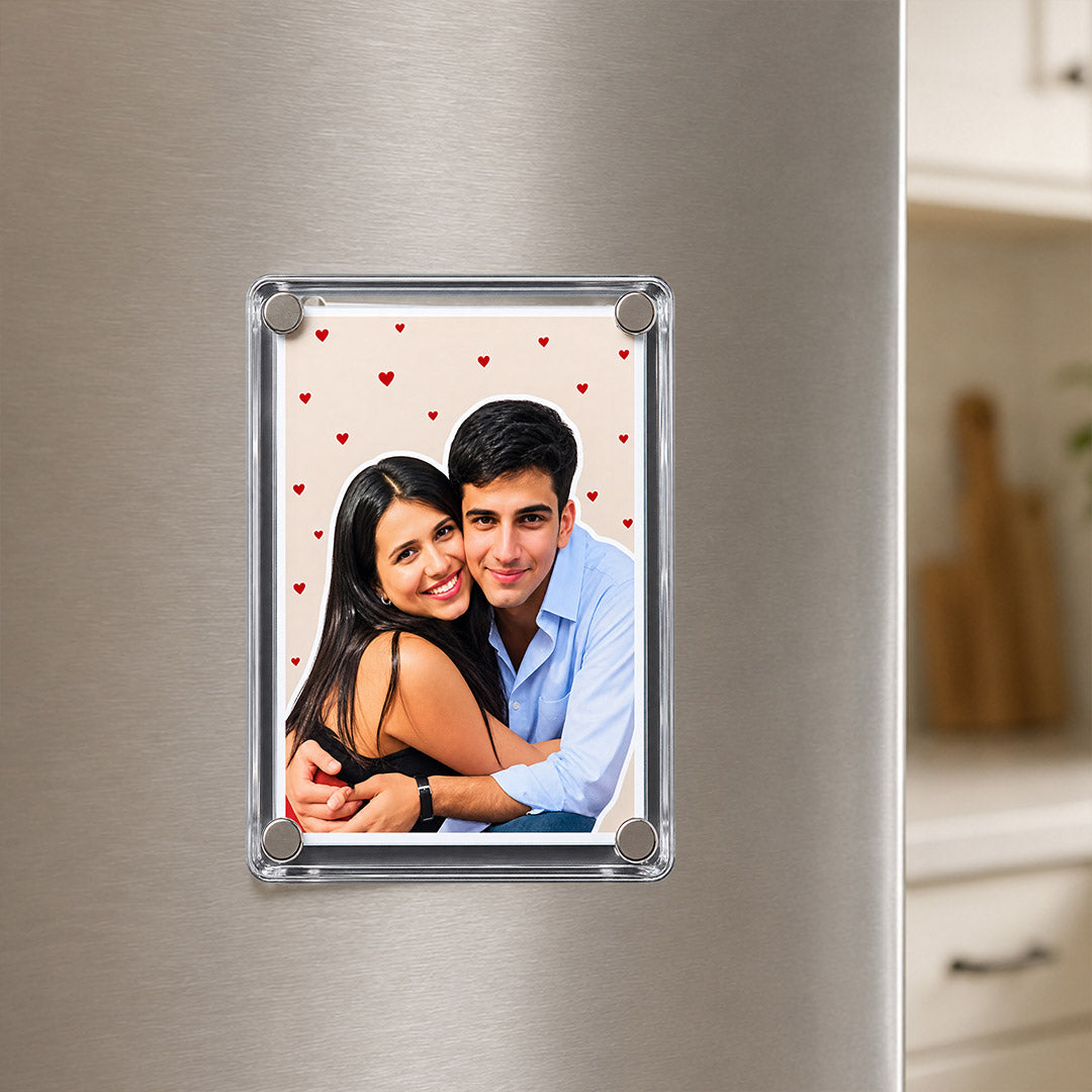 Personalized Couple Acrylic Photo Fridge Magnet | Romantic Gift for Boyfriend, Girlfriend, Husband & Wife | Love Craft Gifts™