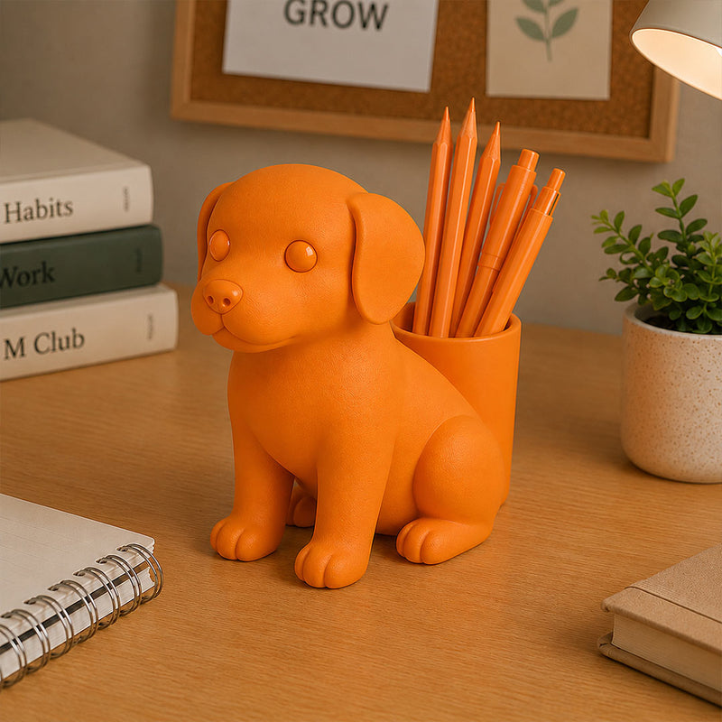 Personalized Orange Dog Pen Holder|Organizer Gift for Dog Lovers
