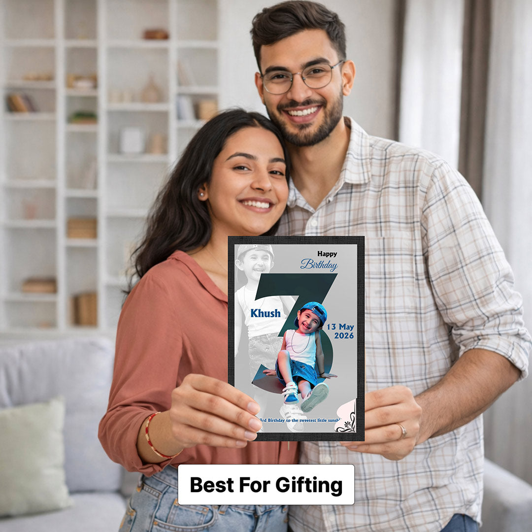 Personalized Kids Birthday Number Frame | Custom Baby Photo Birthday Wall Décor Gift with Name & Date 8x12" | Love Craft Gifts™