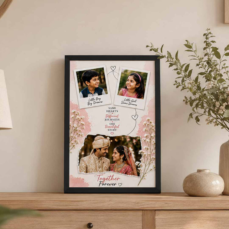 Personalized Childhood to Wedding Couple Photo Frame | Custom Bride & Groom Wall Frame | Love Craft Gifts™