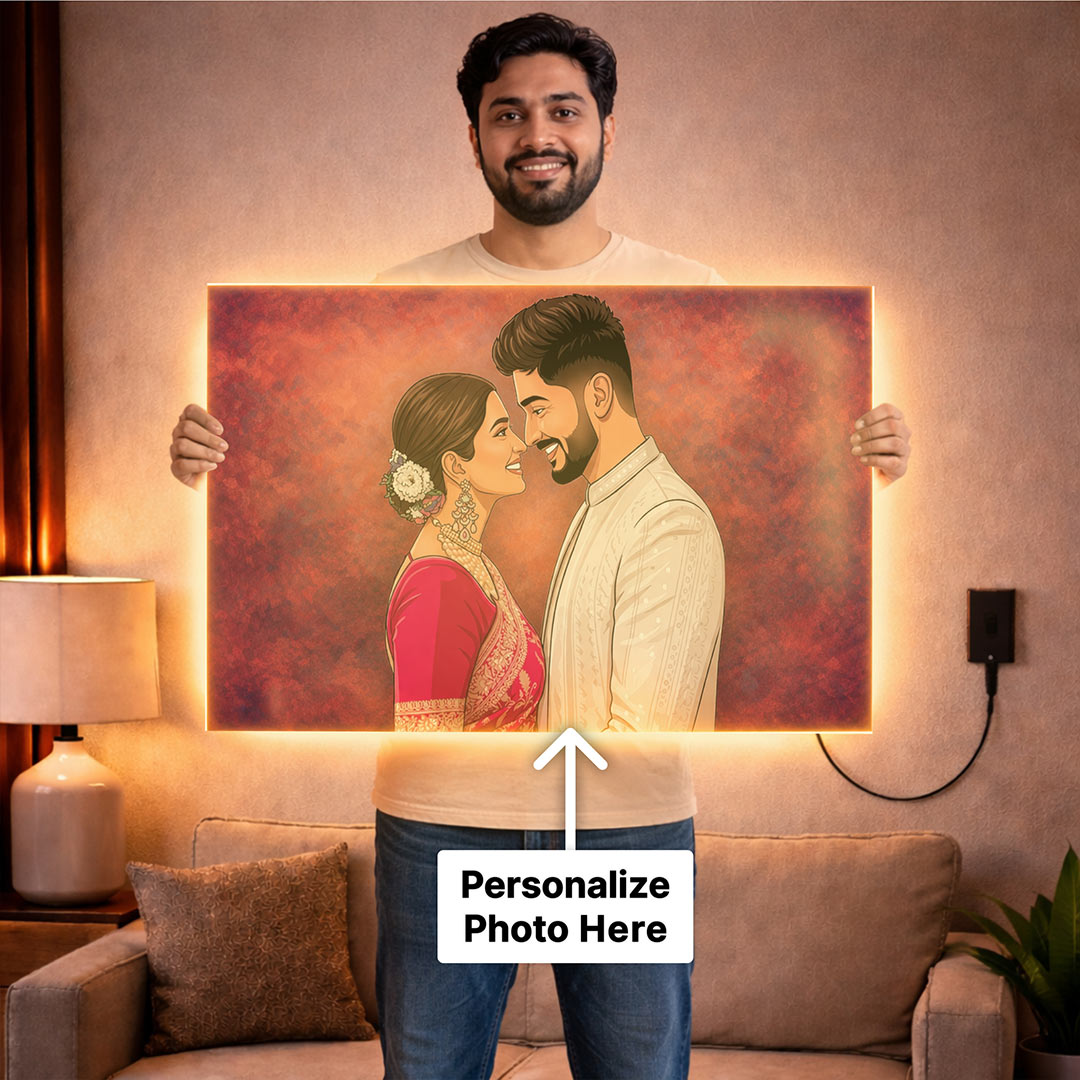 Personalized LED Acrylic Wall Couple Cartoon Frame (24x36")