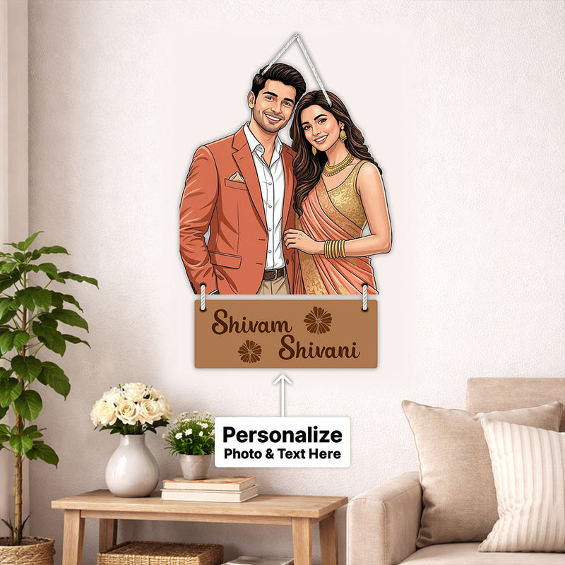 Personalized Couple Cutout Wall Hanger-11x16"