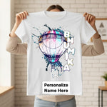 Personalized Hot Air Balloon Name T-Shirt for Kids – Custom Printed White Tee | Love Craft Gifts