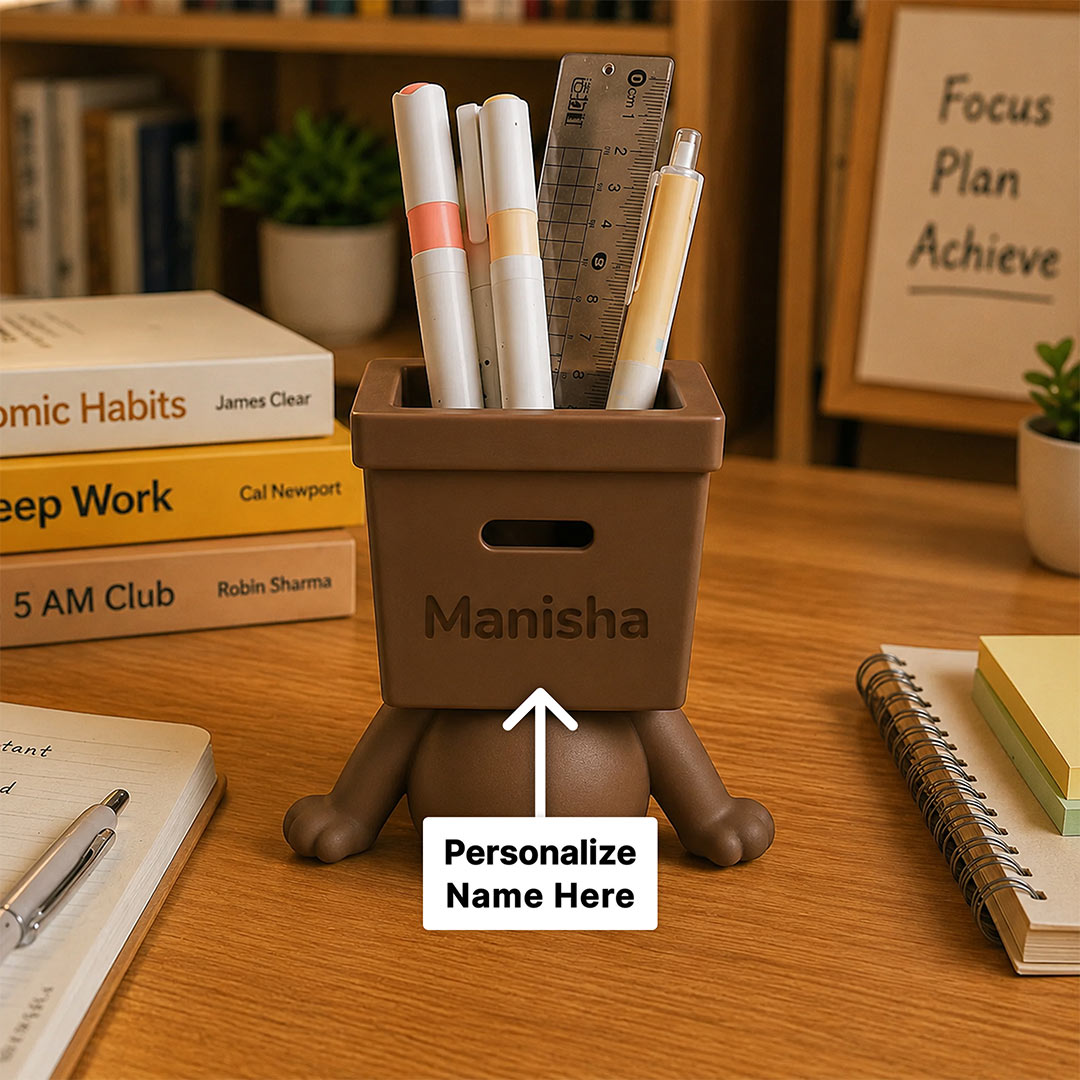 Personalized Cute Desk Pen Stand | Gift for Him & Her