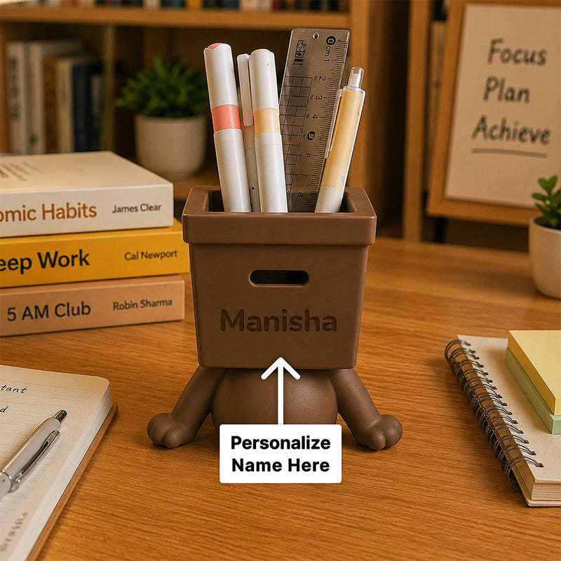 Personalized Cute Desk Pen Stand | Gift for Him & Her