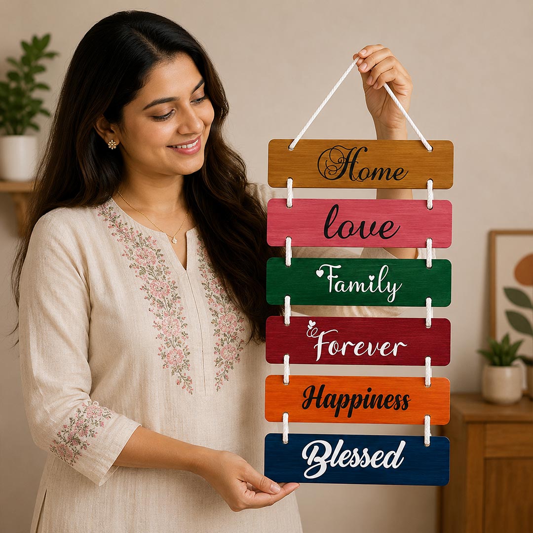 Home Love Family Forever Blessed Wooden Wall Hanging 9x18" | Love Craft Gifts™