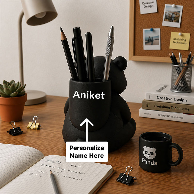 Personalized Panda Pen Holder | Cute Panda Desk Organizer Gift