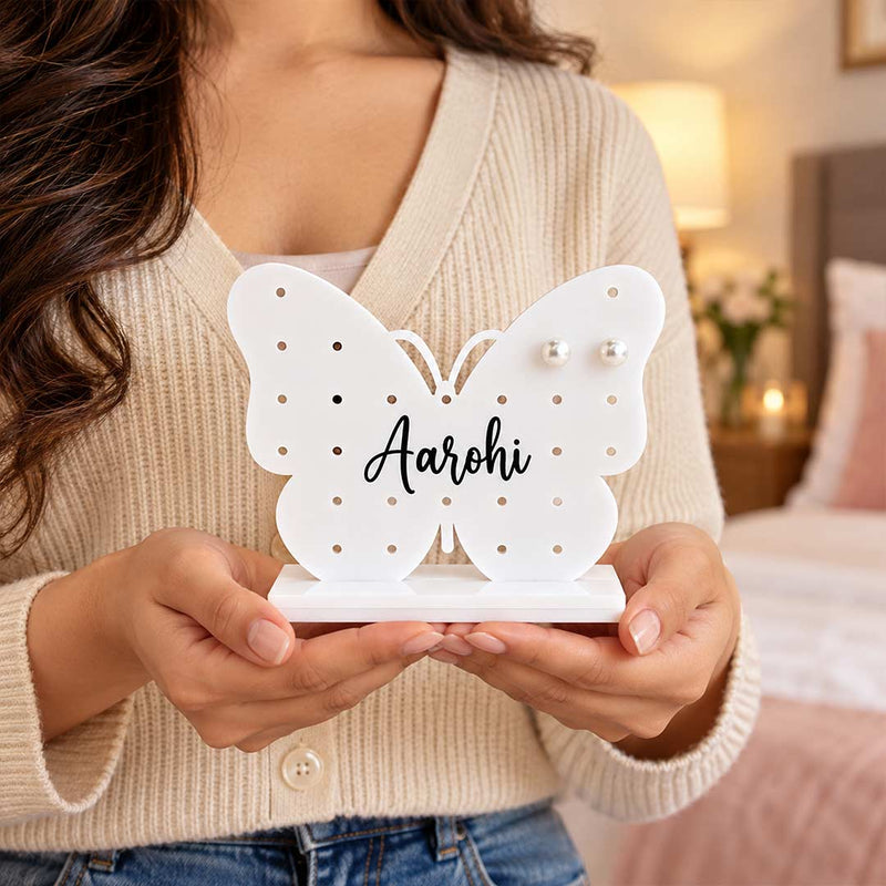 Personalized Butterfly Earring Holder Stand 6x7" | Dressing Table Gift for Girls, Women & Jewellery Lovers | Love Craft Gifts™