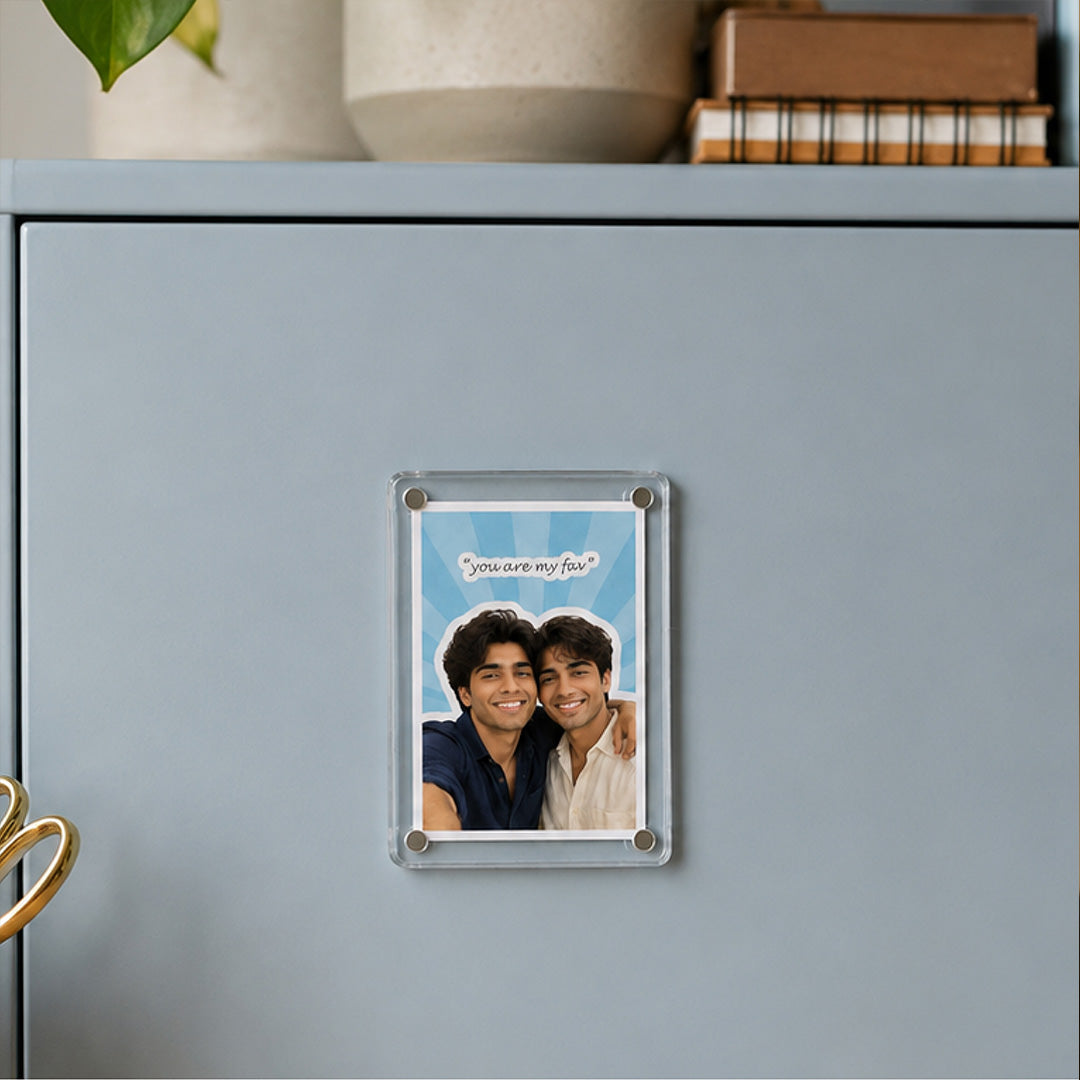 Personalized Brother Acrylic Photo Fridge Magnet | Sibling Memory Gift for Bhai | Love Craft Gifts™