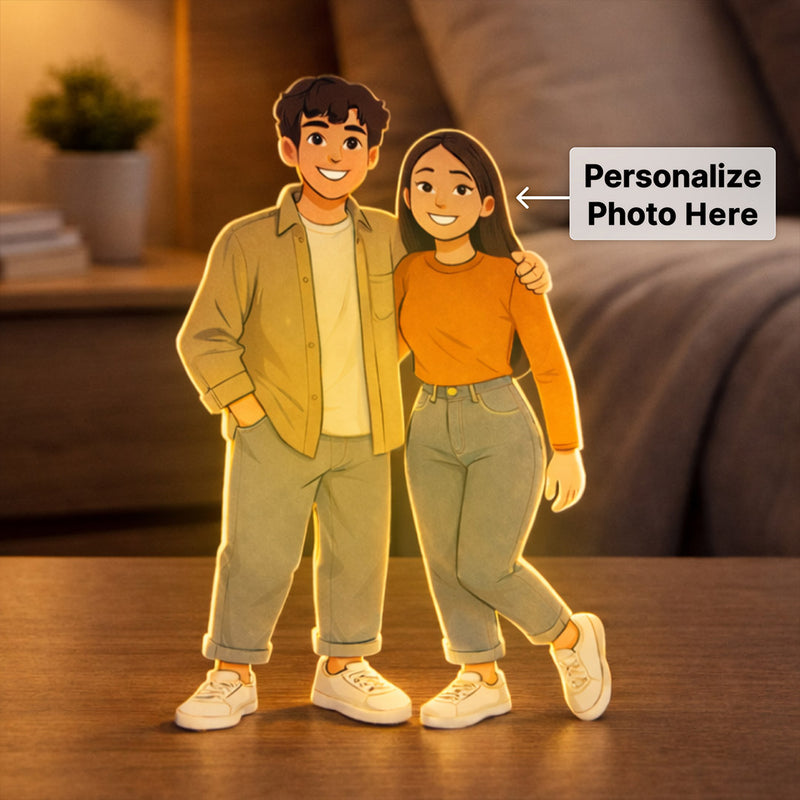 Personalized Couple Illustrated Art Table Stand – 5×9"