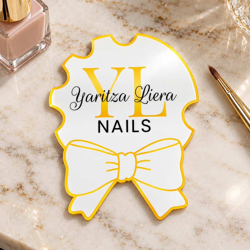 Personalized Nail Salon Branding Disc 4x4" | Custom Name Initials and Professional Text | Love Craft Gifts™