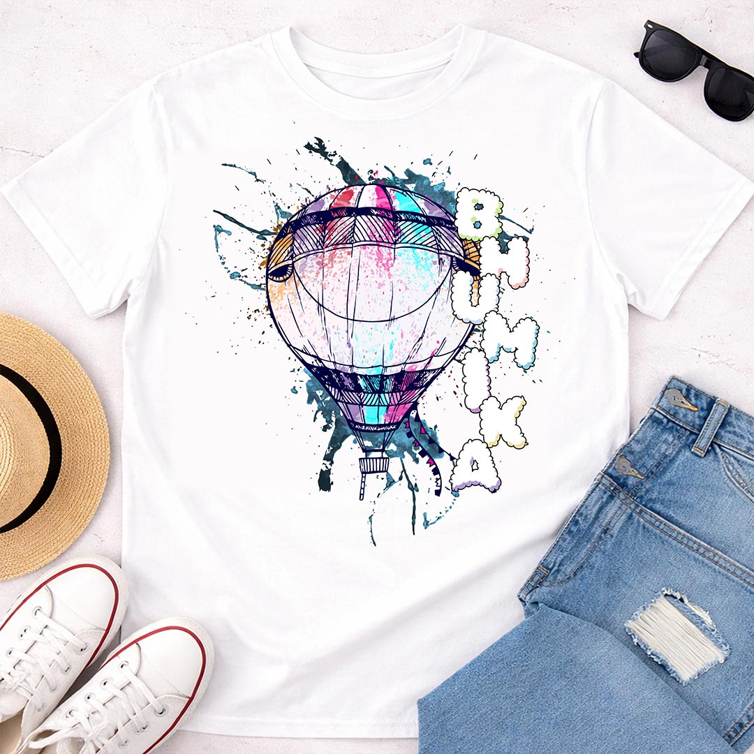 Personalized Hot Air Balloon Name T-Shirt for Kids – Custom Printed White Tee | Love Craft Gifts