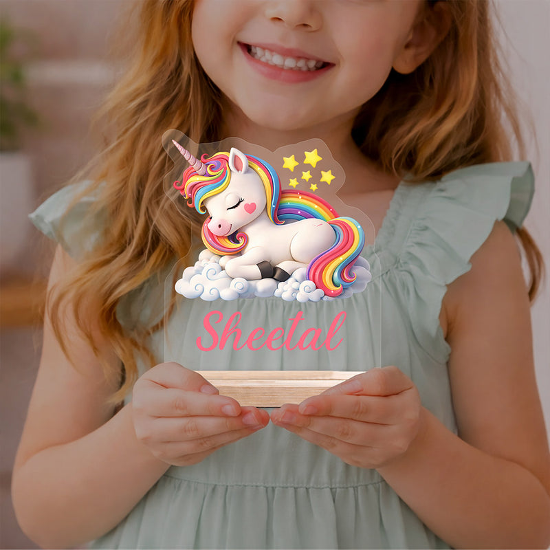 Personalized Unicorn Acrylic Name Stand 6x6 Inch – Custom Kids Name Display Gift | Love Craft Gifts™