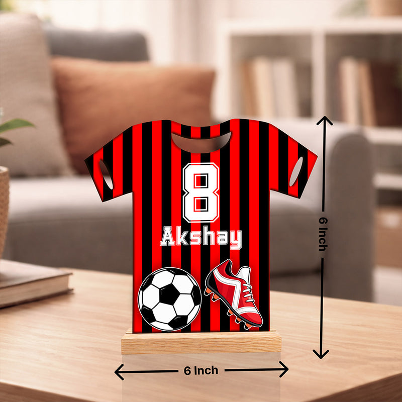 Personalized Football Jersey Wooden Frame – Custom Name & Number Sports Desk Décor (6x6 Inch) Kids Gift | Love Craft Gifts™