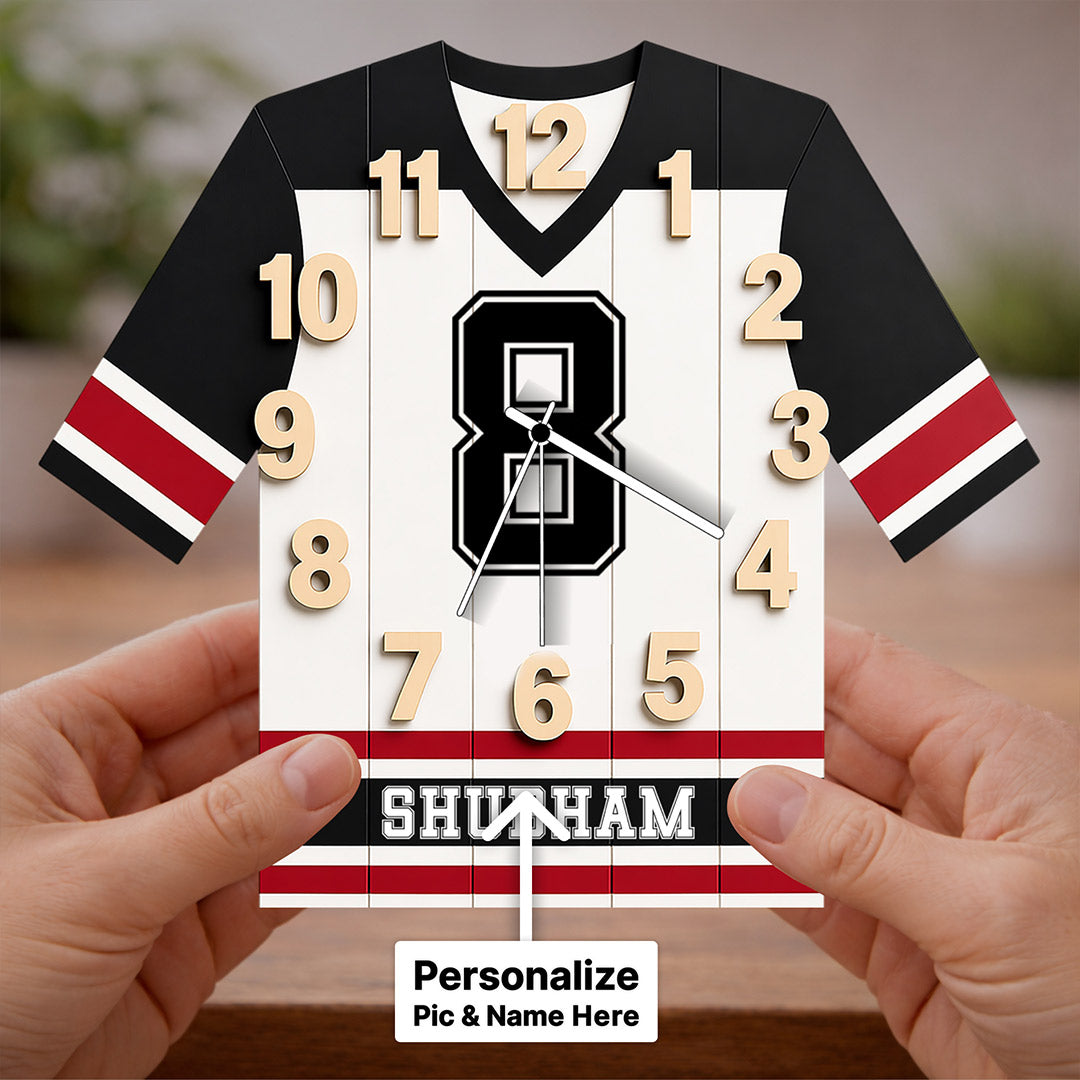 Personalized Football Jersey Wall Clock – Custom Name & Number Sports Wooden Clock (12x15 Inch) Kids Room Décor Gift | Love Craft Gifts™