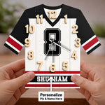 Personalized Football Jersey Wall Clock – Custom Name & Number Sports Wooden Clock (12x15 Inch) Kids Room Décor Gift | Love Craft Gifts™