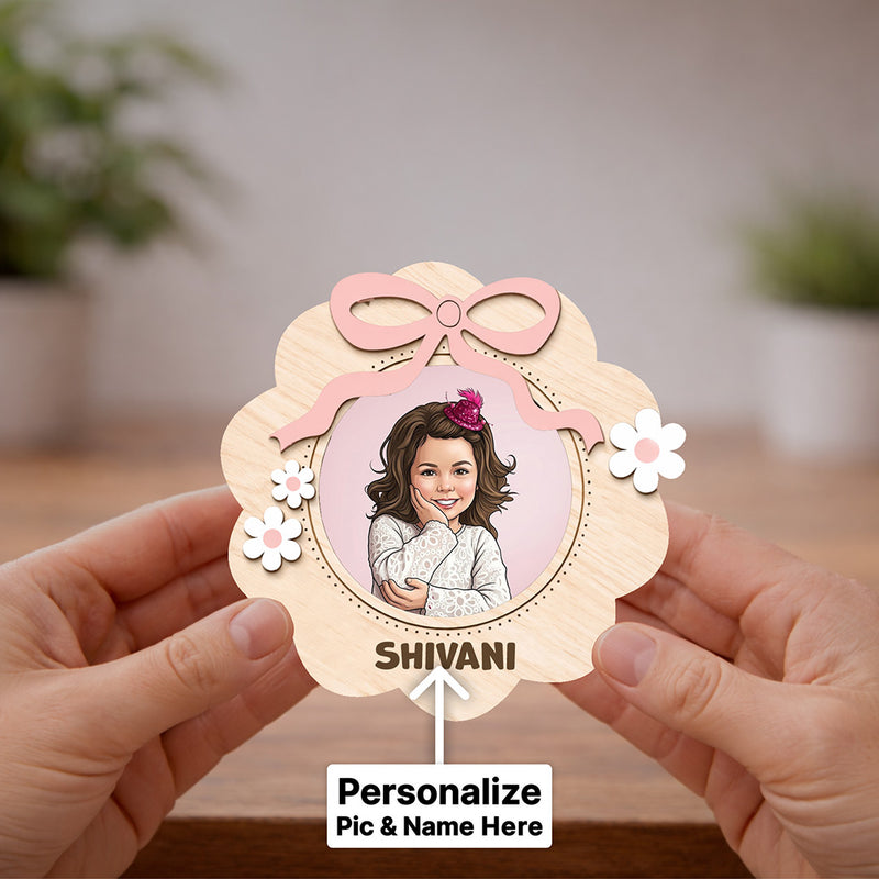 Personalized Baby Cartoon Fridge Magnet (3x3 Inch) – Custom Name & Photo Cute Kids Magnet Décor | Love Craft Gifts