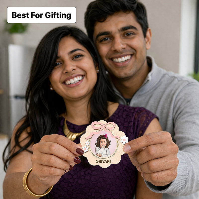Personalized Baby Cartoon Fridge Magnet (3x3 Inch) – Custom Name & Photo Cute Kids Magnet Décor | Love Craft Gifts