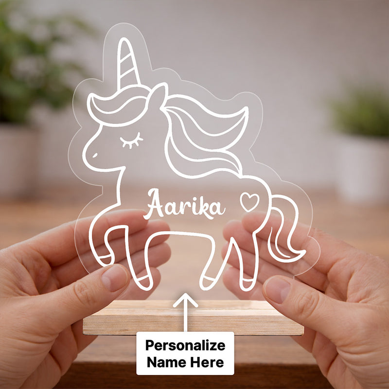 Personalized Unicorn Acrylic Name Stand 7x8 Inch – Custom Kids Name Display Gift | Love Craft Gifts™