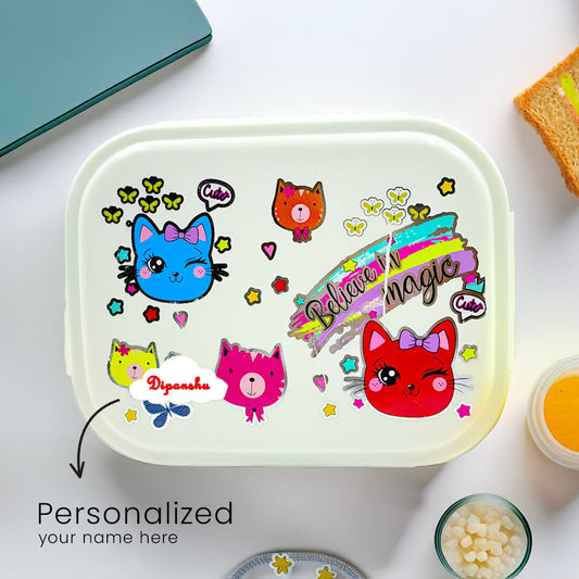 Tiffin Box With Custom Name & Cartoon Design