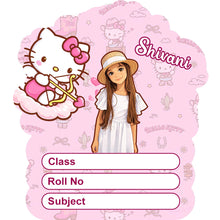 Personalized Kitty Cartoon Kids Name Slips – Illustrated Cartoon Art School Name Stickers (2×3 Inch, 24 Stickers)