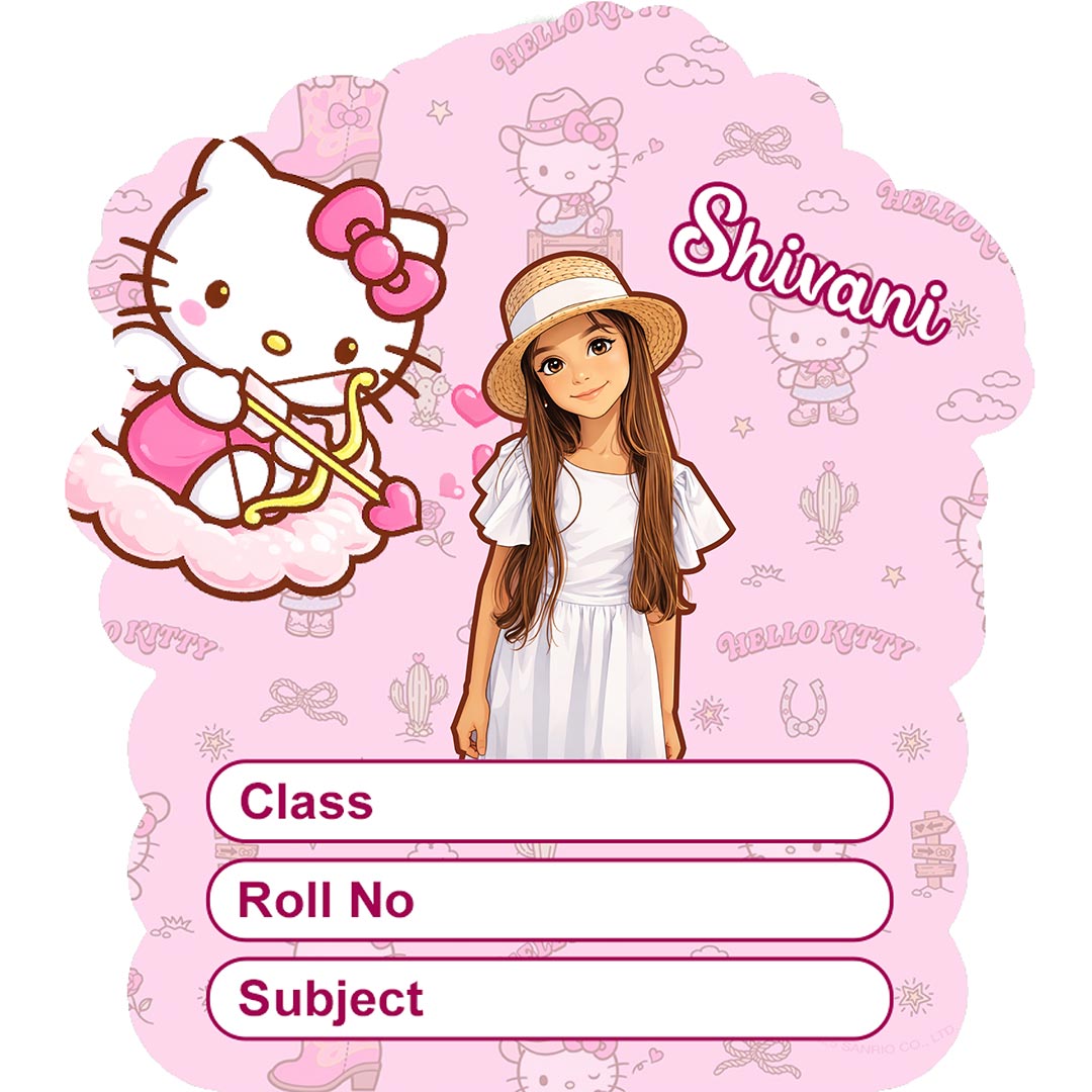 Personalized Kitty Cartoon Kids Name Slips – Illustrated Cartoon Art School Name Stickers (2×3 Inch, 28 Stickers) | Love Craft Gifts