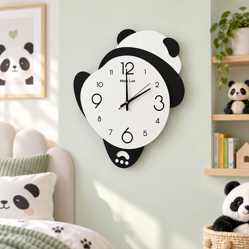 Panda Design Wall Clock 10x15″ | Cute Black & White Kids Room Clock | Love Craft Gifts™