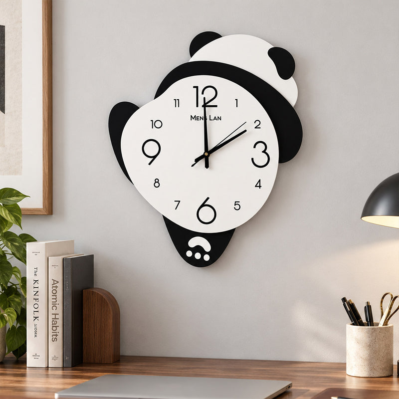 Panda Design Wall Clock 10x15″ | Cute Black & White Kids Room Clock | Love Craft Gifts™