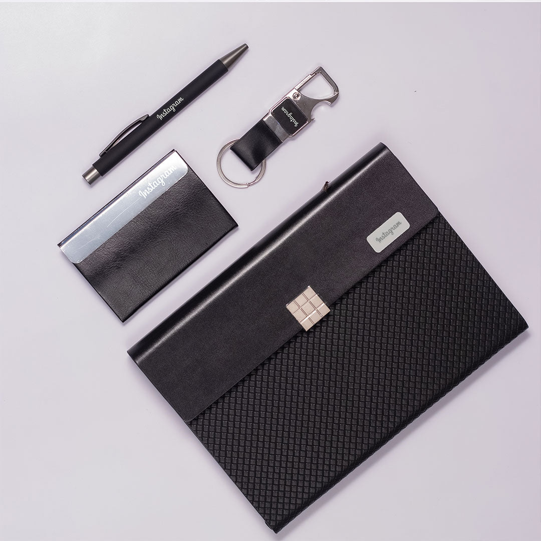 Budget Friendly Corporate Diwali Gift Hamper: 4-Piece Combo (Diary, Pen, Card Holder &amp; Keychain)