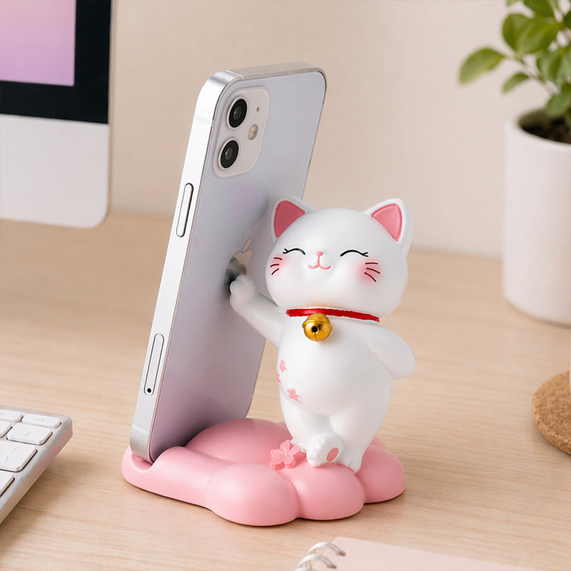 Cute Lucky Cat Mobile Stand Holder (Standard Size) – Adorable Desk Decor Phone Stand Gift | Love Craft Gifts™
