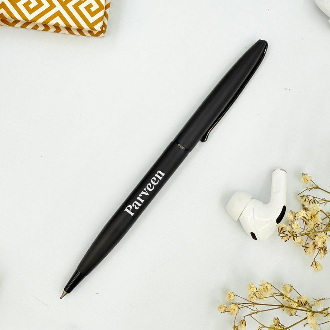 Personalized Pen Classy Black Glossy Finish With Silver Cap