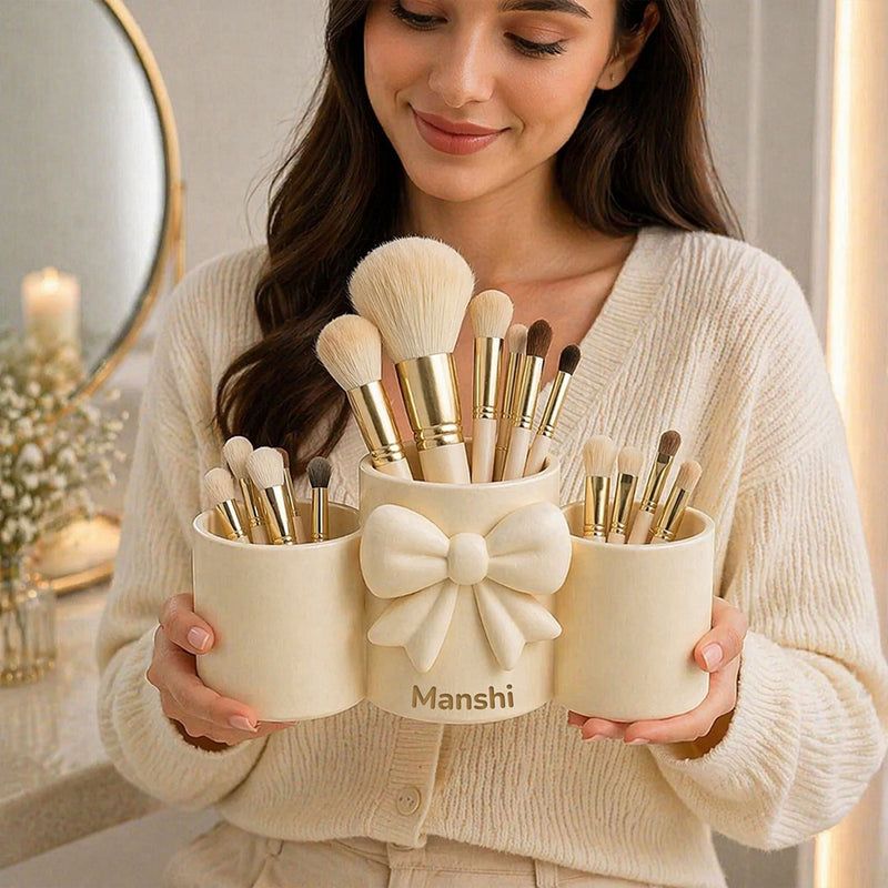 Personalized Makeup Brush Holder Organizer (Standard Size) – Custom Name Vanity Storage Gift | Love Craft Gifts™