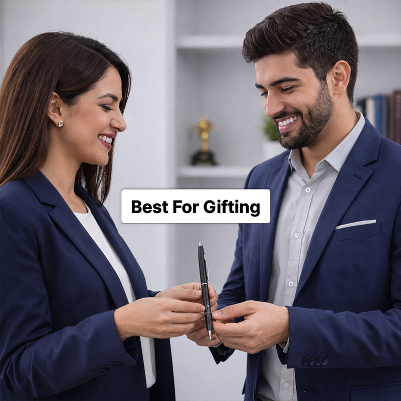 Personalized Black Pen with Silver Tip (Standard Size) – Premium Custom Name Writing Gift for Professionals | Love Craft Gifts™