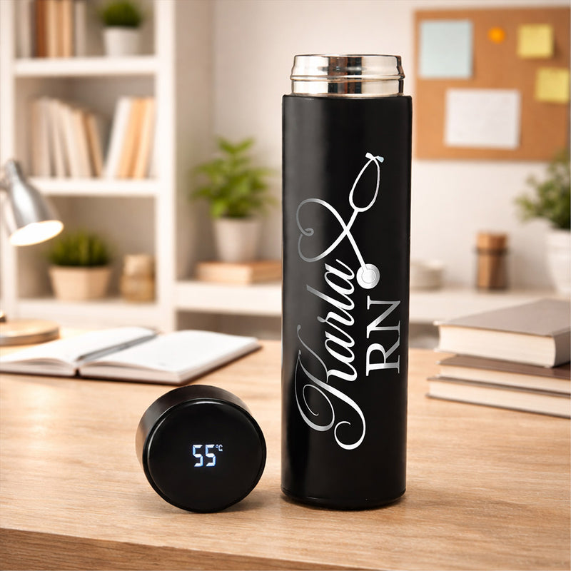 Personalized Doctor Name Water Bottle – Custom RN Nurse Stainless Steel Bottle (500ml, Matte Black) Medical Gift for Doctors, Nurses & Healthcare Professionals | Love Craft Gifts