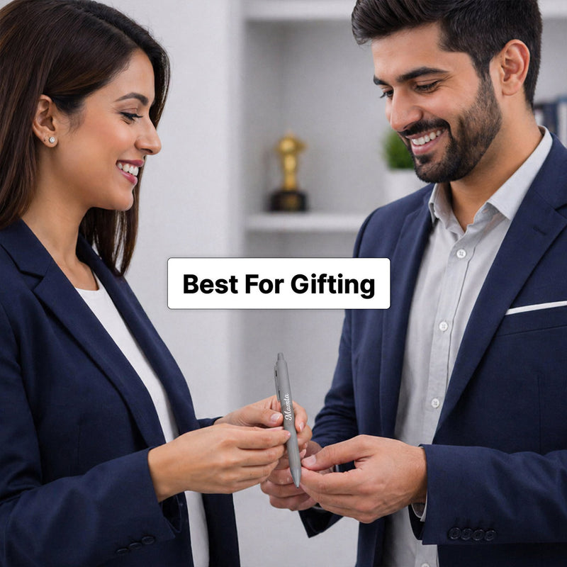 Personalized Grey Name Pen (Standard Size) – Elegant Custom Writing Gift for Professionals & Students | Love Craft Gifts™
