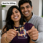 Personalized Acrylic Photo Fridge Magnet with Custom Cartoon Photo Print (3x3 Inch) Cute Refrigerator Magnet Gift for Couple, Husband & Wife | Love Craft Gifts