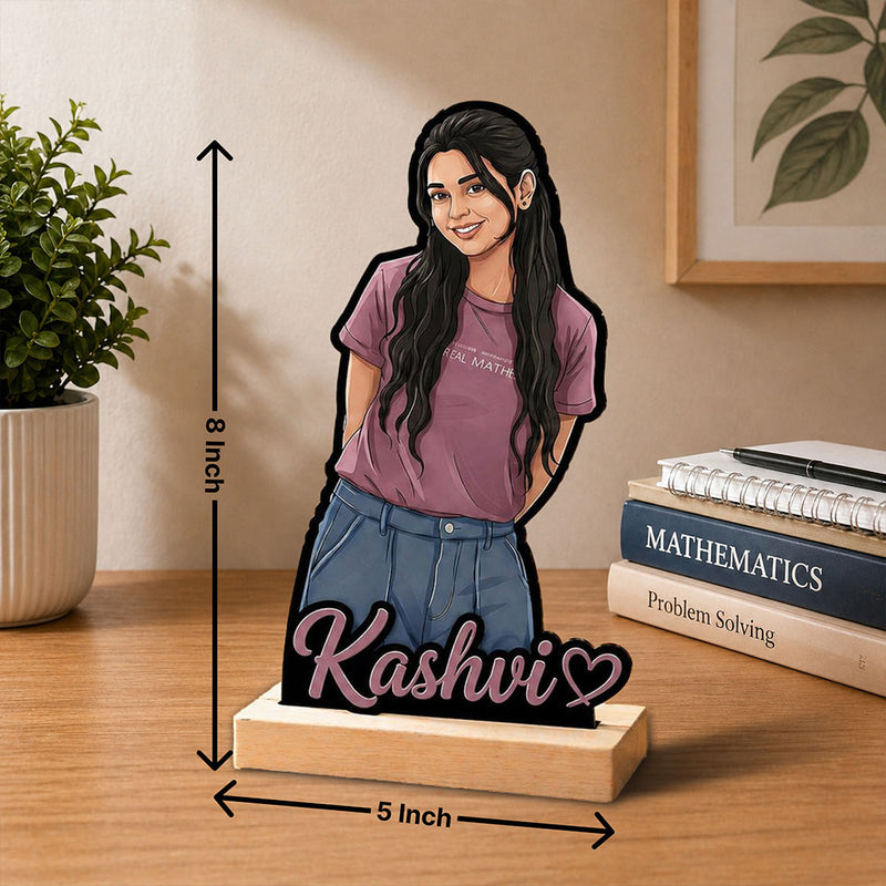Personalized Cartoon Girl Photo Table Stand Gift for Sister,Best Friend &  Girlfriend