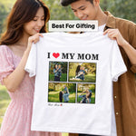 Personalized I ❤️ My Mom Photo Collage T-Shirt – Custom 4 Pics Design | Love Craft Gifts